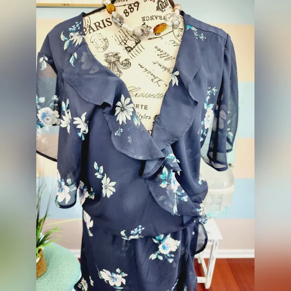 25. Maurices Plus Size Ruffled Floral Wrap Dress - Picture 4 of 7